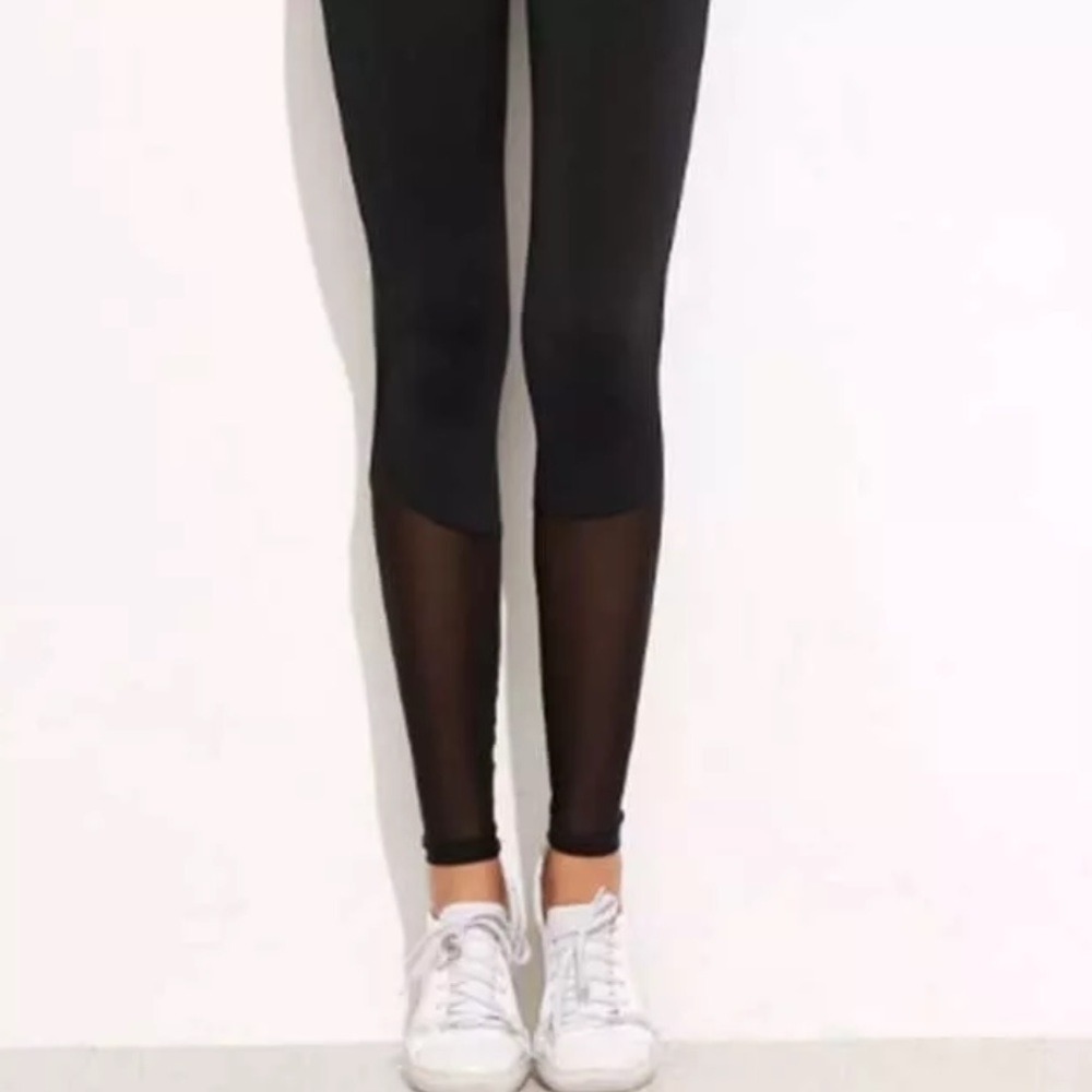 MOSSIMO CO. black mesh contrast leggings XS